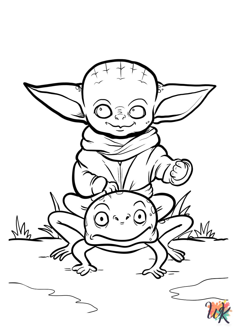 Baby Yoda coloring pages for adults