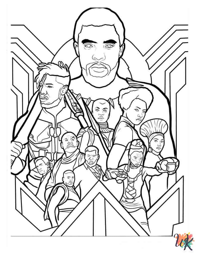 Black Panther themed coloring pages