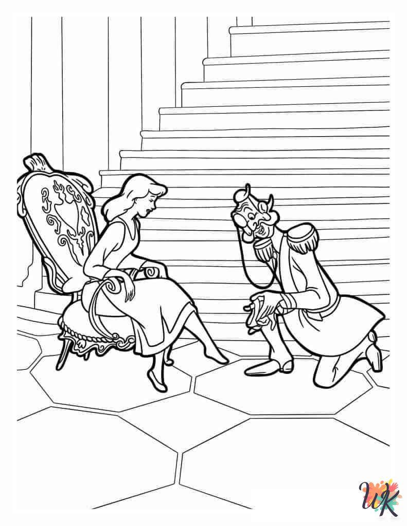 Cinderella themed coloring pages