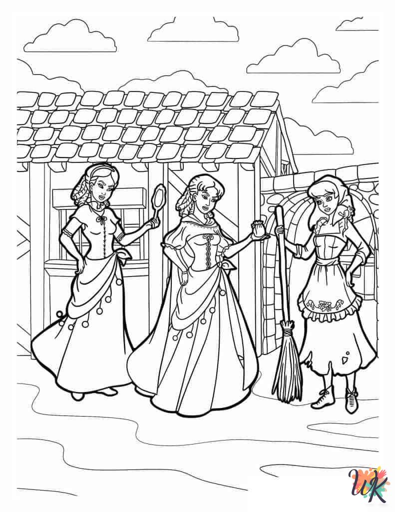 free printable Cinderella coloring pages for adults