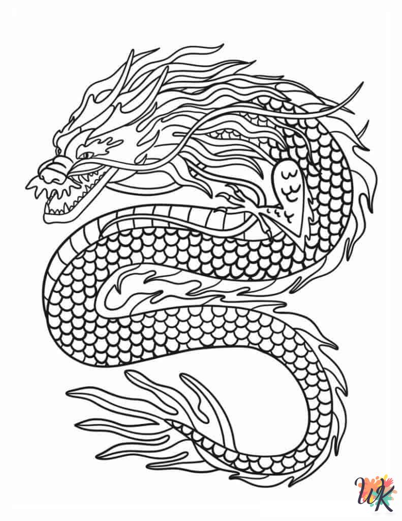 detailed Dragon coloring pages for adults