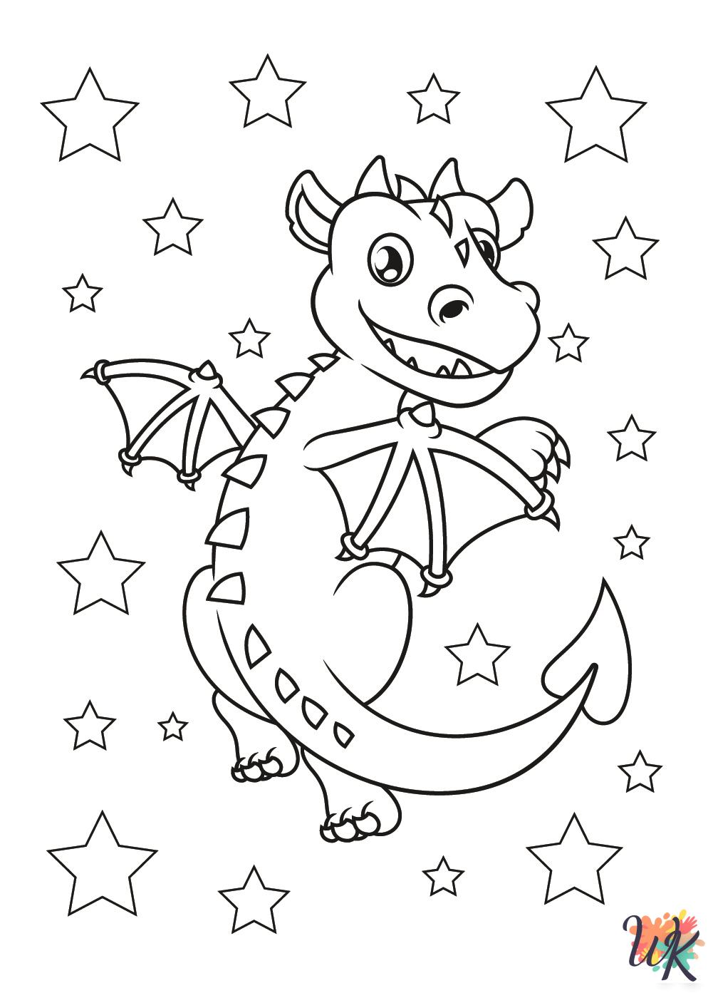 detailed Dragon coloring pages for adults