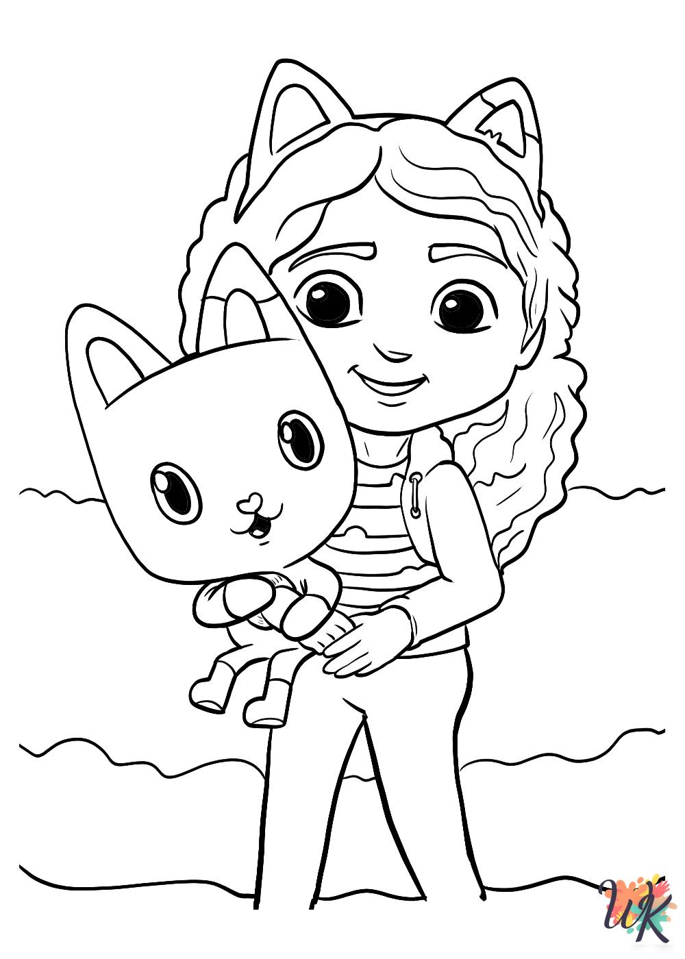 easy cute Gabby's Dollhouse coloring pages