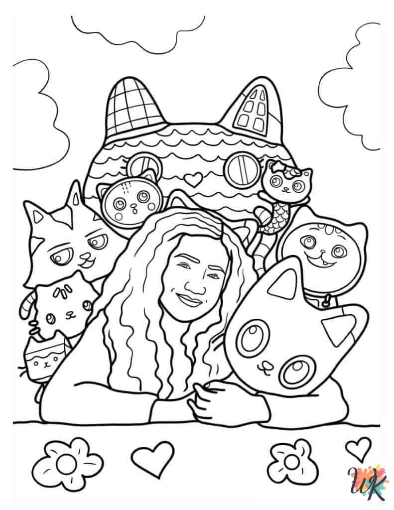 kawaii cute Gabby's Dollhouse coloring pages