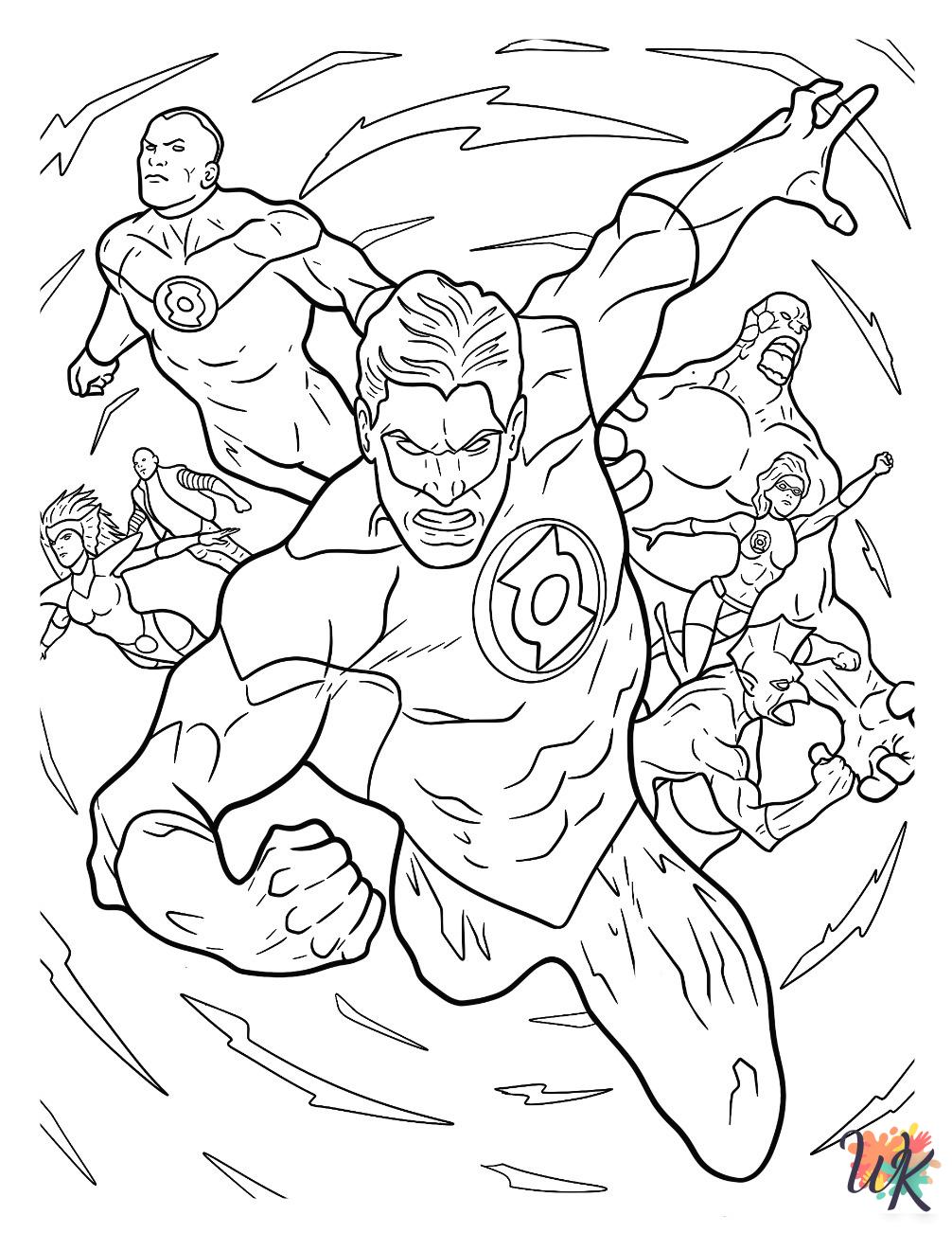 detailed Green Lantern coloring pages for adults
