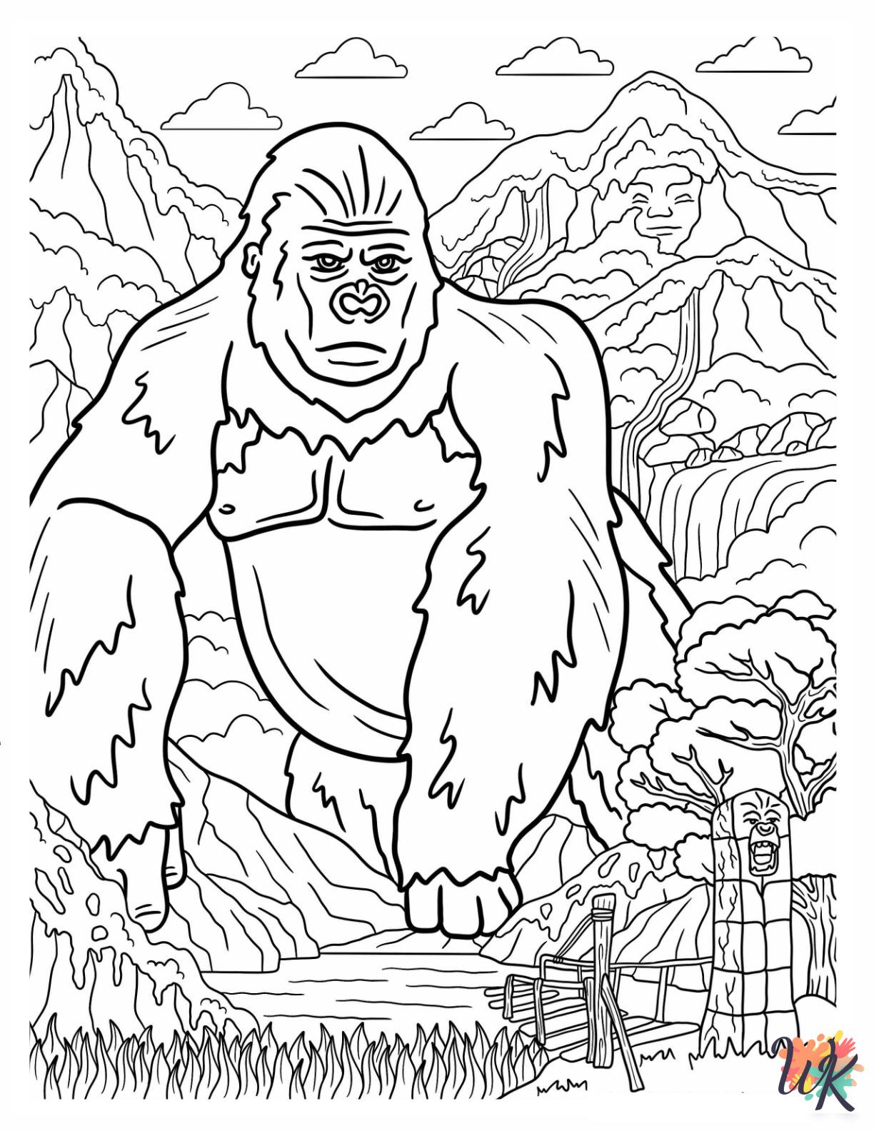 free King Kong coloring pages for adults