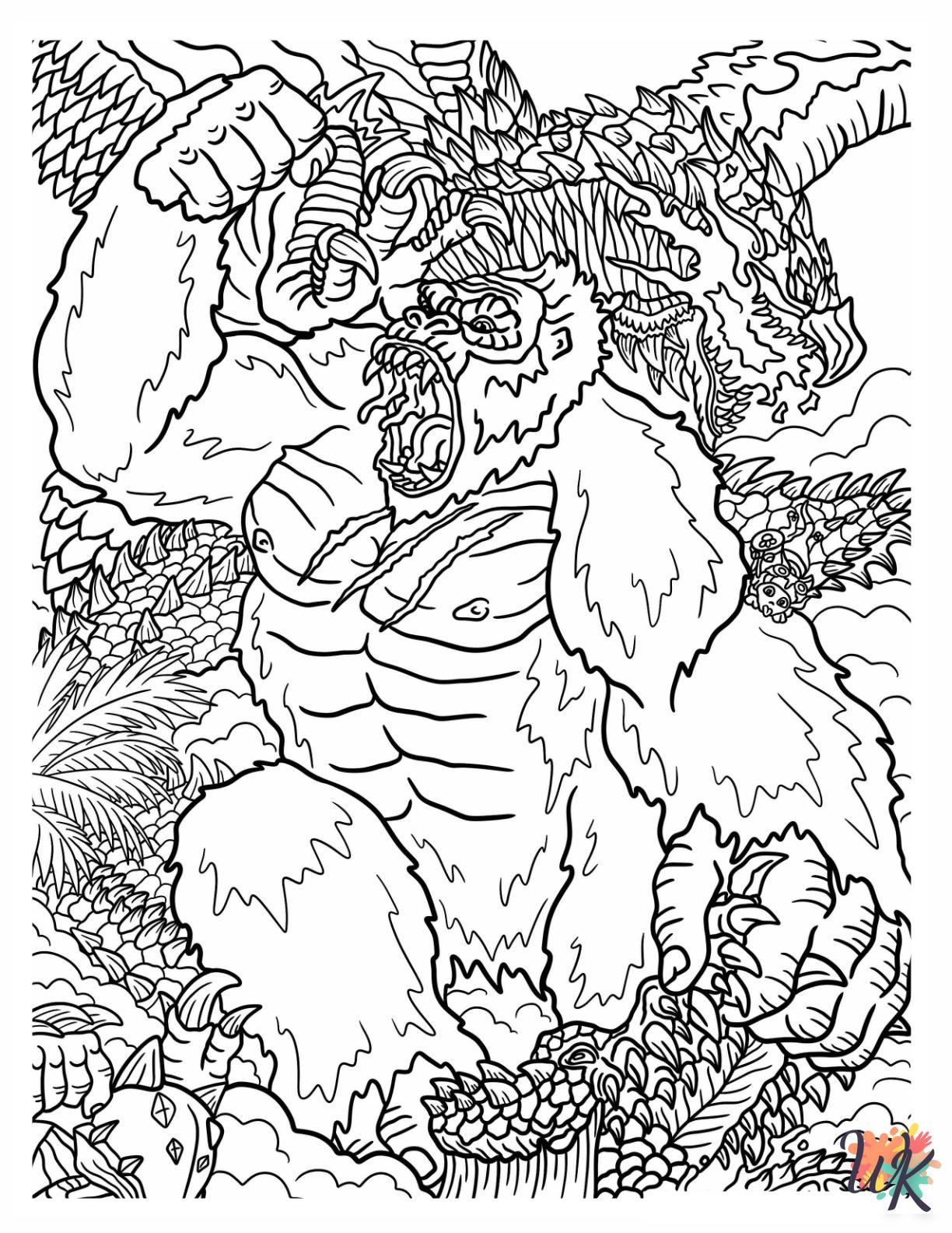 King Kong coloring pages for adults easy
