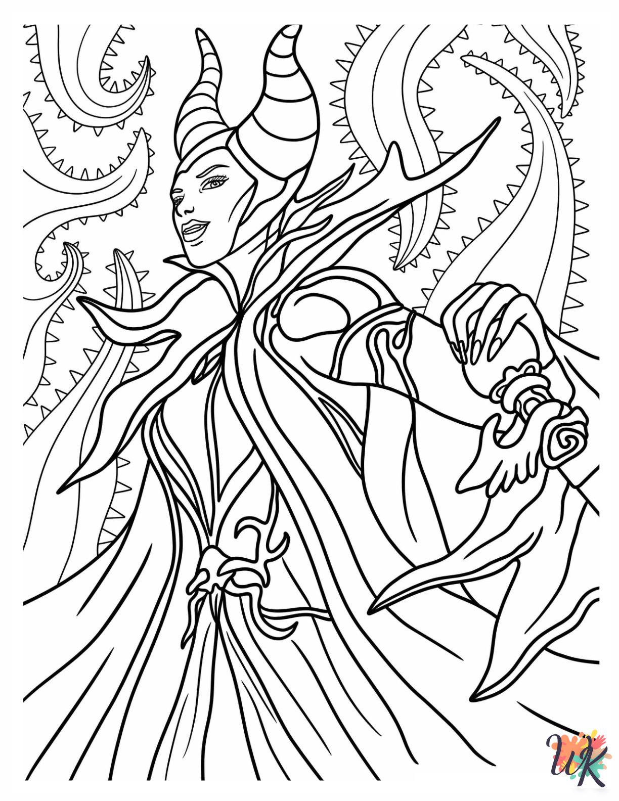 free full size printable Maleficent coloring pages for adults pdf