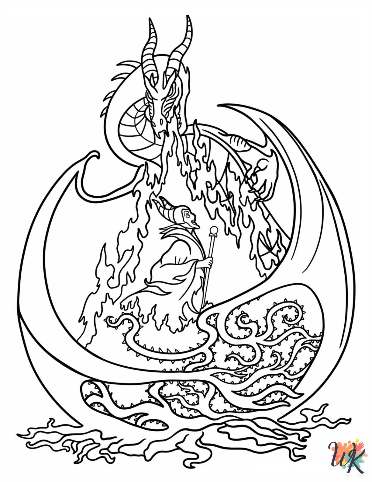 Maleficent themed coloring pages