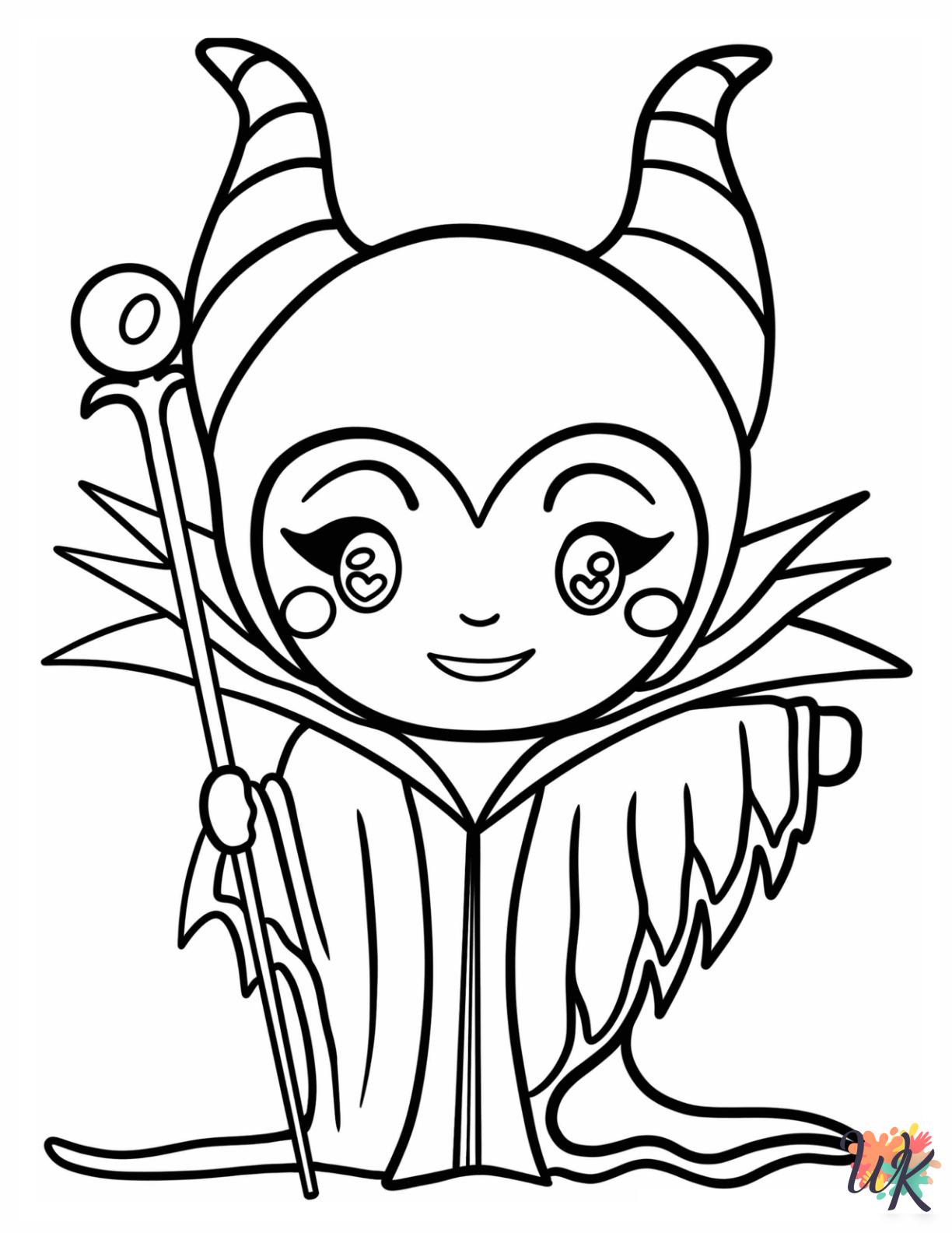 kawaii cute Maleficent coloring pages