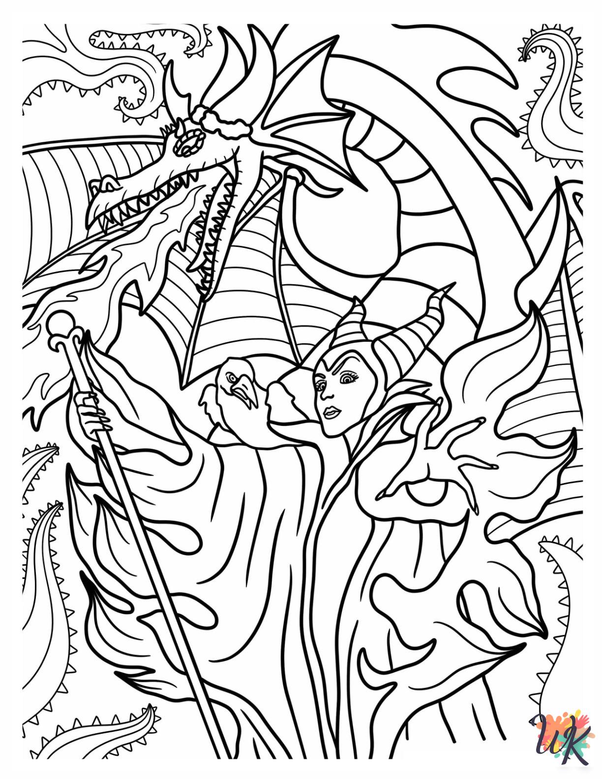 easy cute Maleficent coloring pages