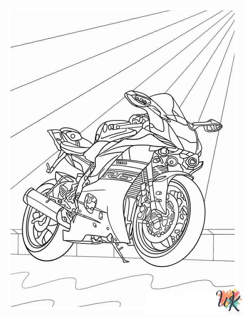 kawaii cute Motorcycle coloring pages