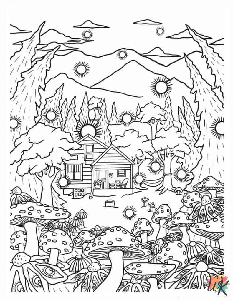 easy Mushroom coloring pages
