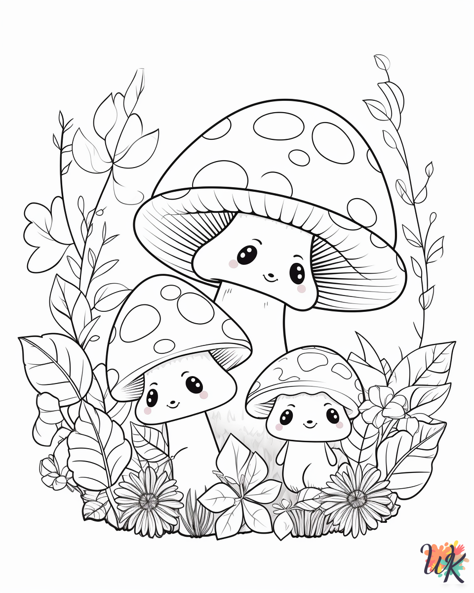 Mushroom coloring pages easy
