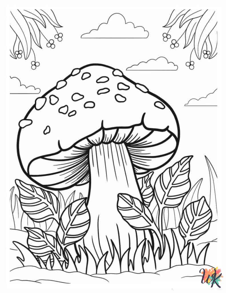 detailed Mushroom coloring pages for adults