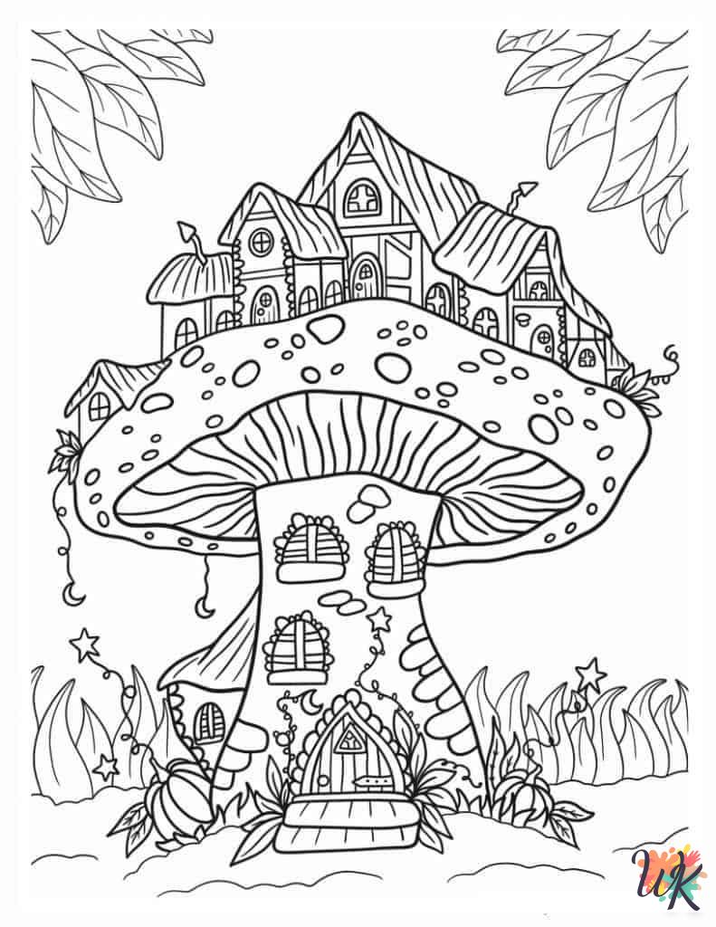 easy cute Mushroom coloring pages