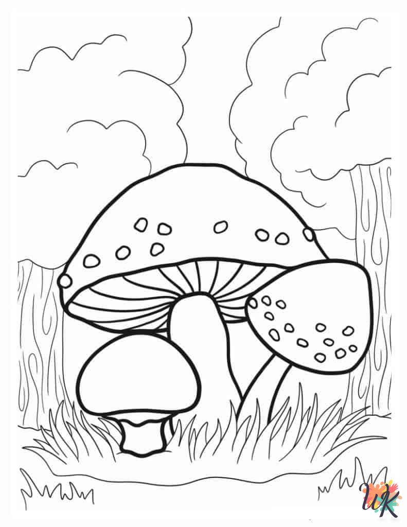 free adult Mushroom coloring pages
