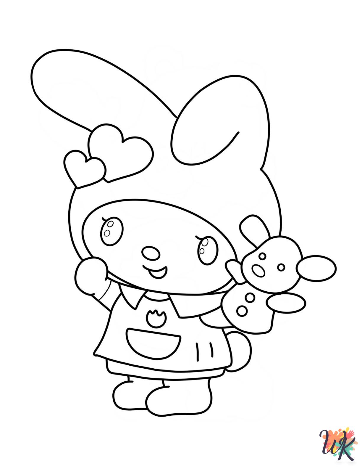 easy My Melody coloring pages
