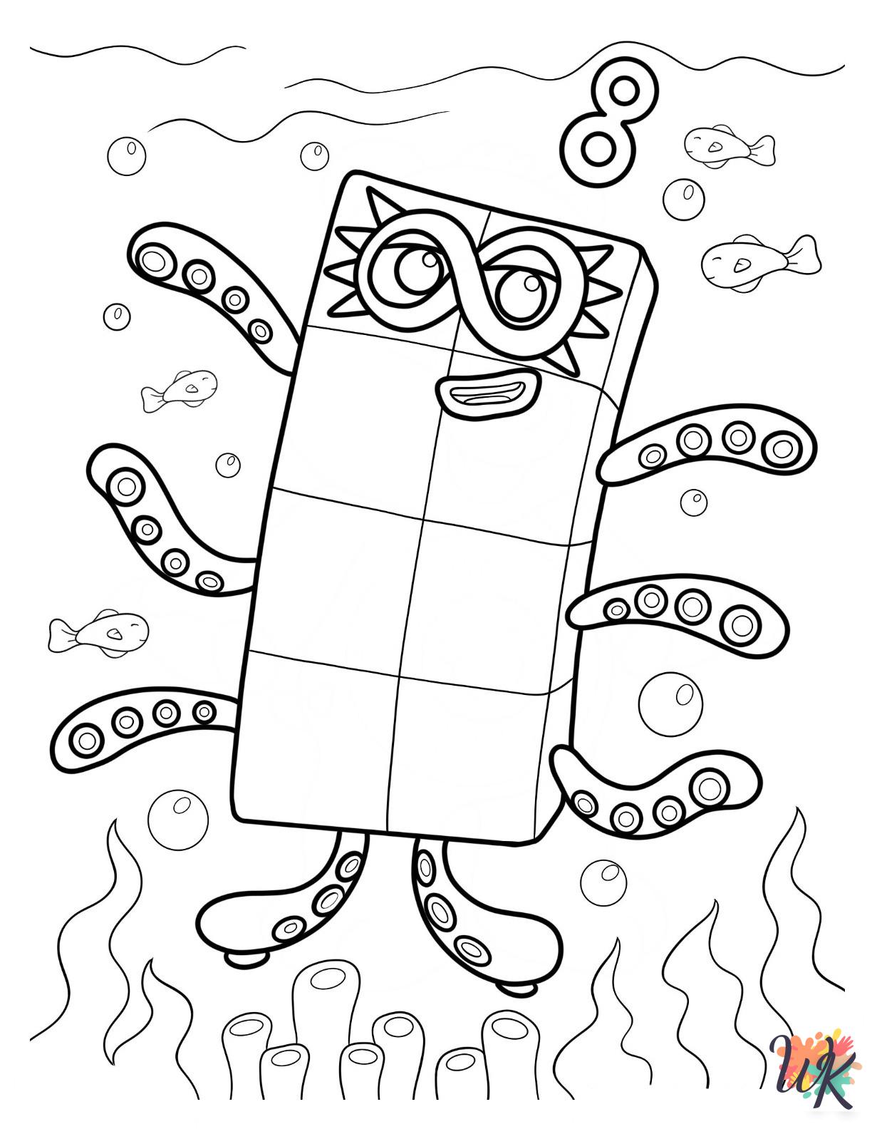 grinch Numberblocks coloring pages