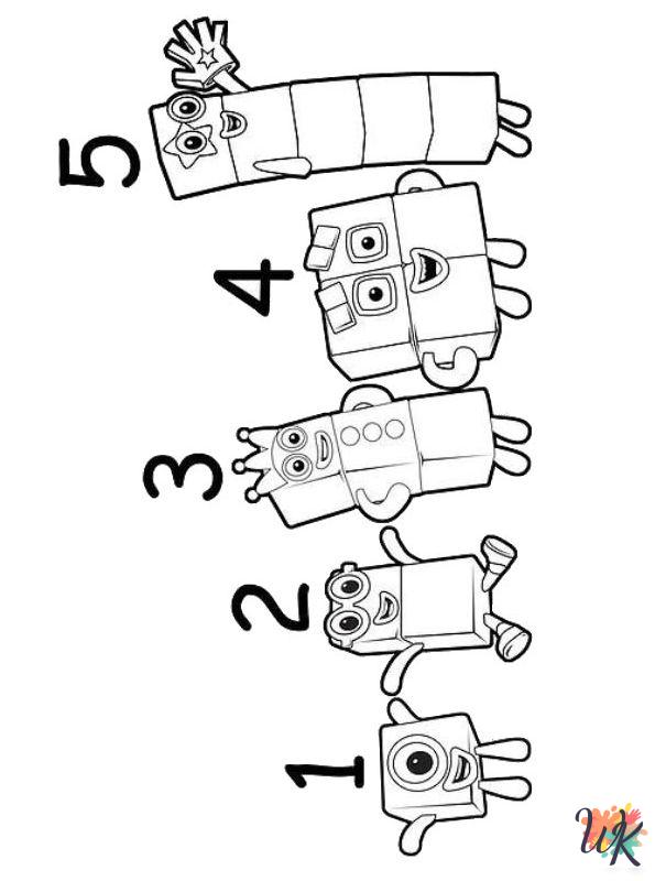 Numberblocks cards coloring pages