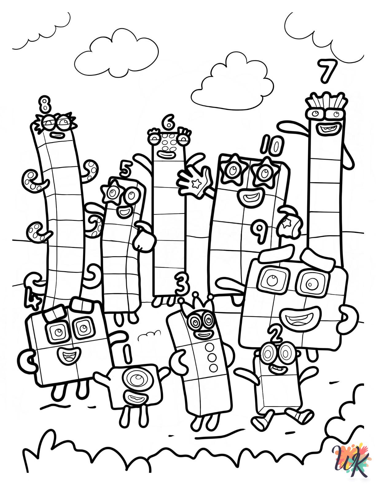 easy cute Numberblocks coloring pages
