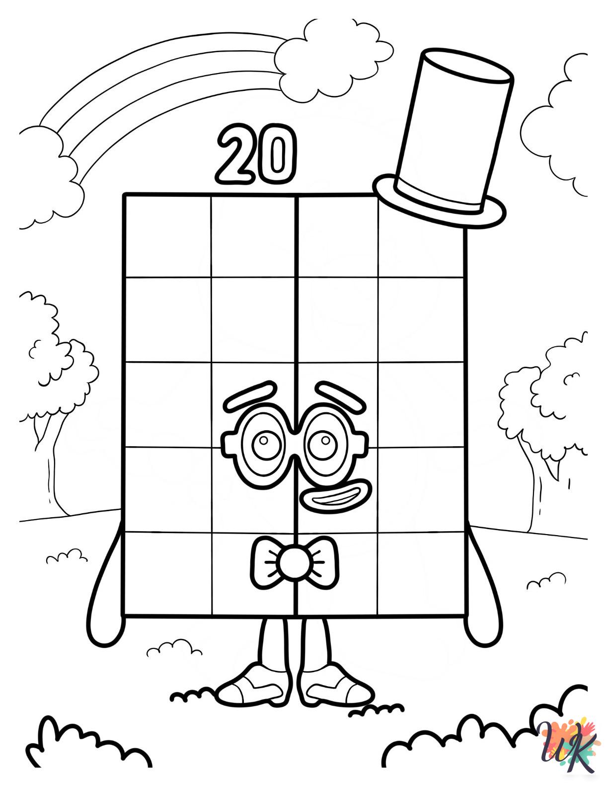 grinch cute Numberblocks coloring pages