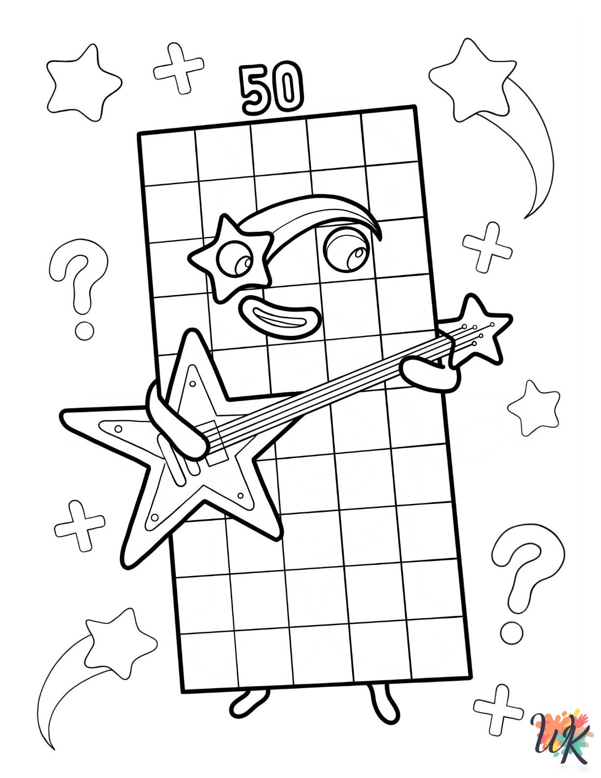 kawaii cute Numberblocks coloring pages