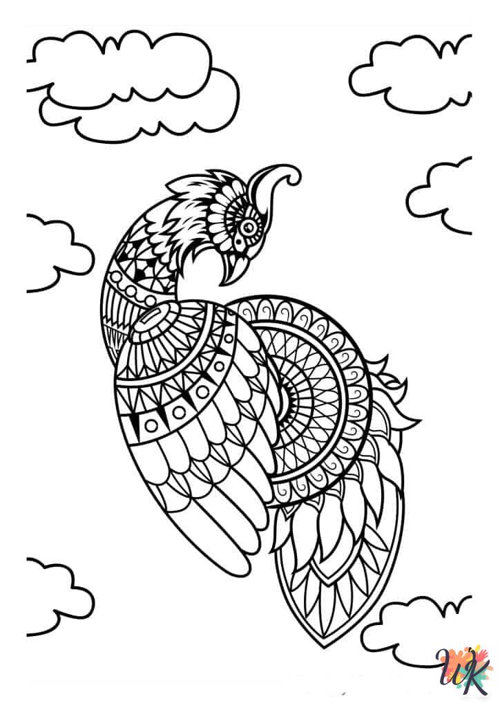 Peacock coloring book pages