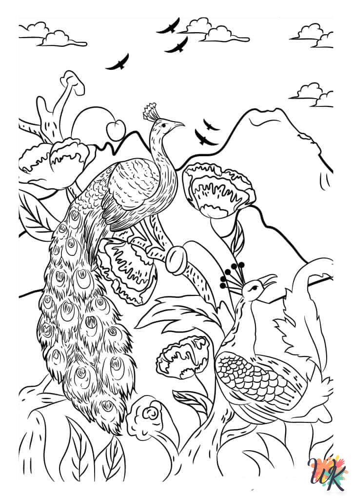 Peacock adult coloring pages