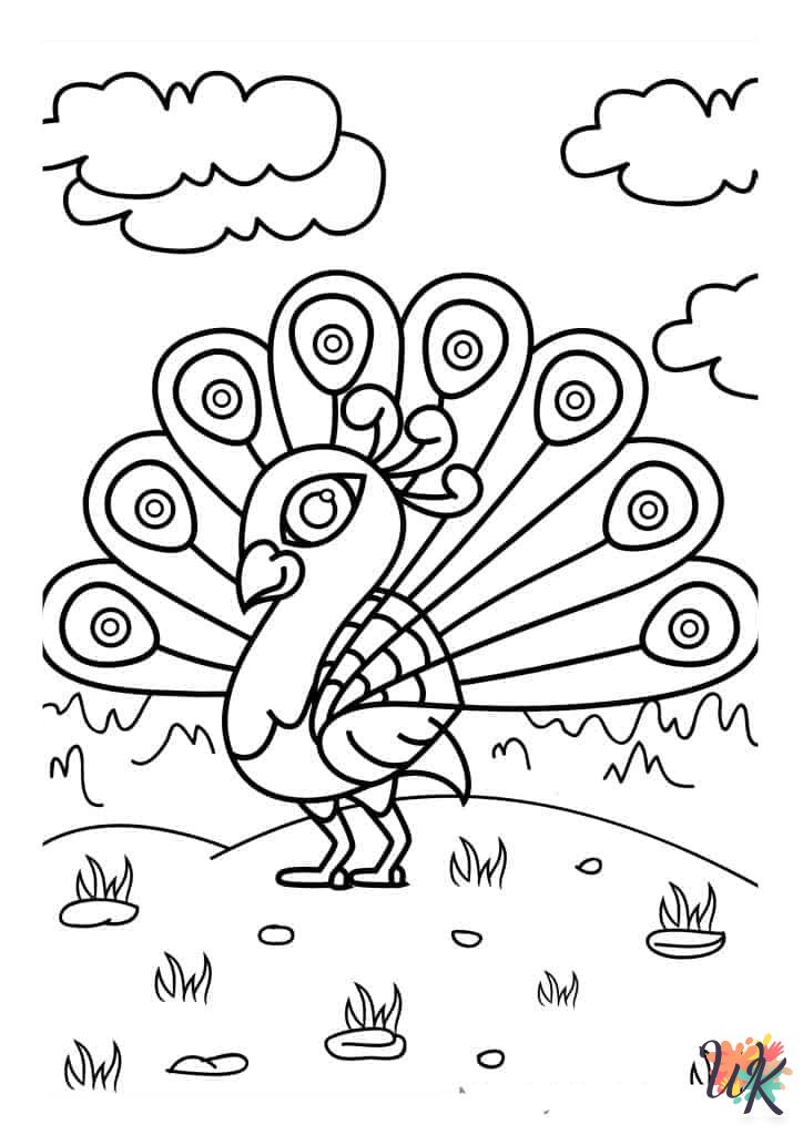 easy Peacock coloring pages