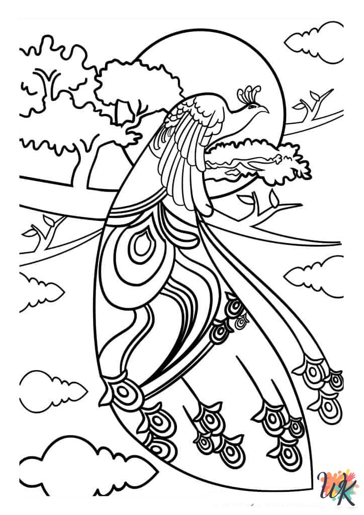vintage Peacock coloring pages
