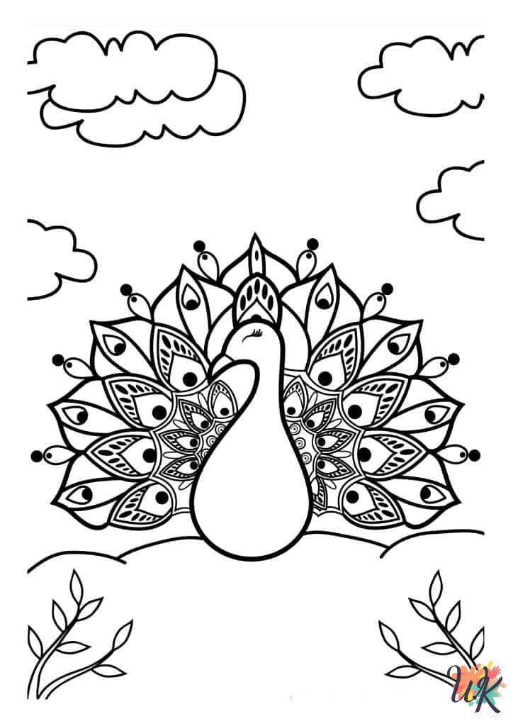 detailed Peacock coloring pages for adults