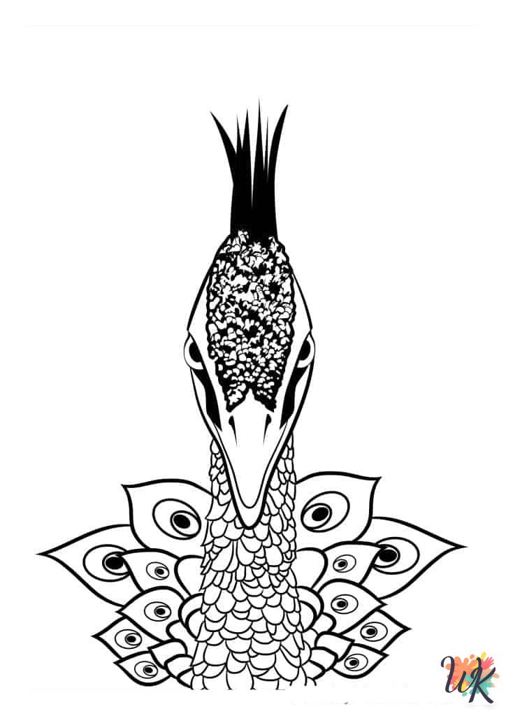 free printable Peacock coloring pages 1