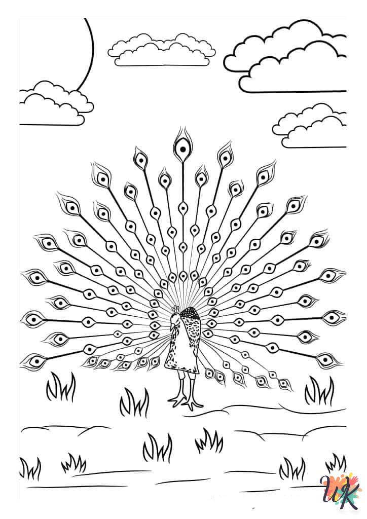 free Peacock coloring pages for kids