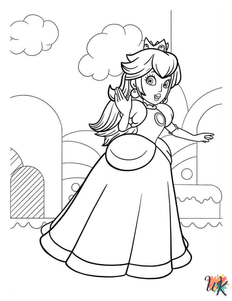 kawaii cute Princess Peach coloring pages