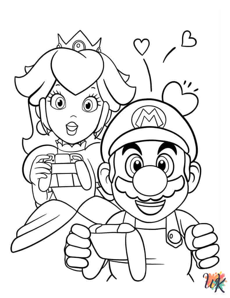 free full size printable Princess Peach coloring pages for adults pdf