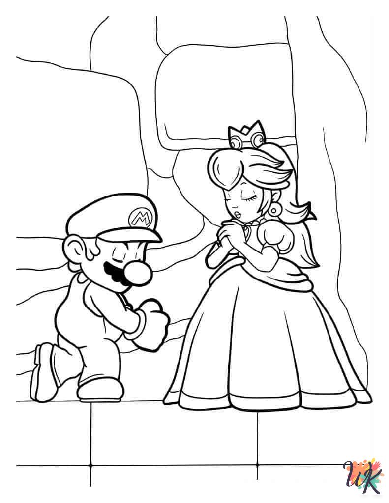 free full size printable Princess Peach coloring pages for adults pdf