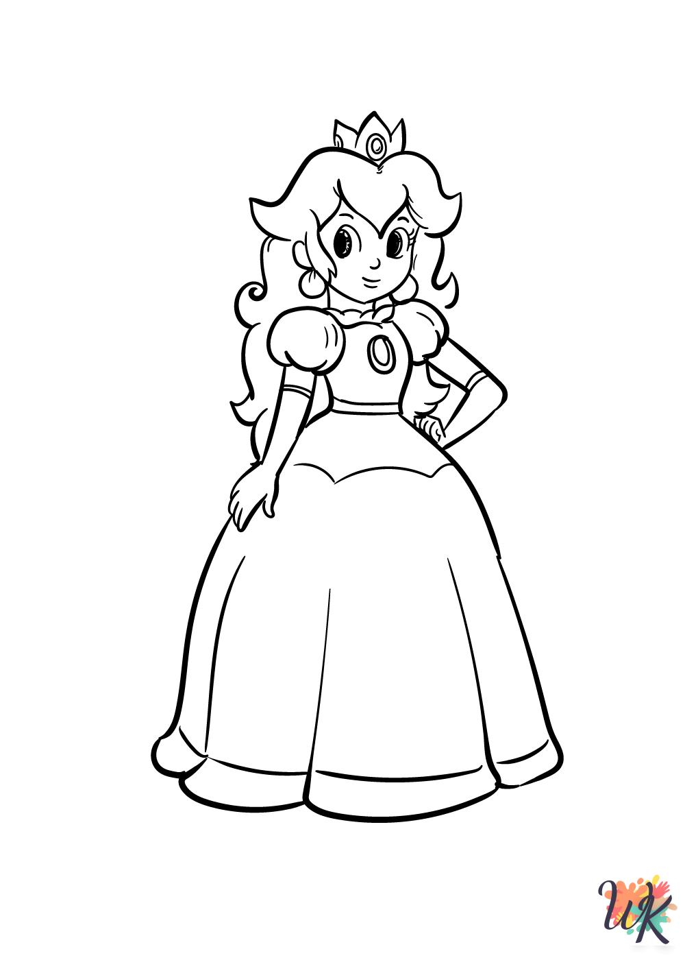 detailed Princess Peach coloring pages for adults