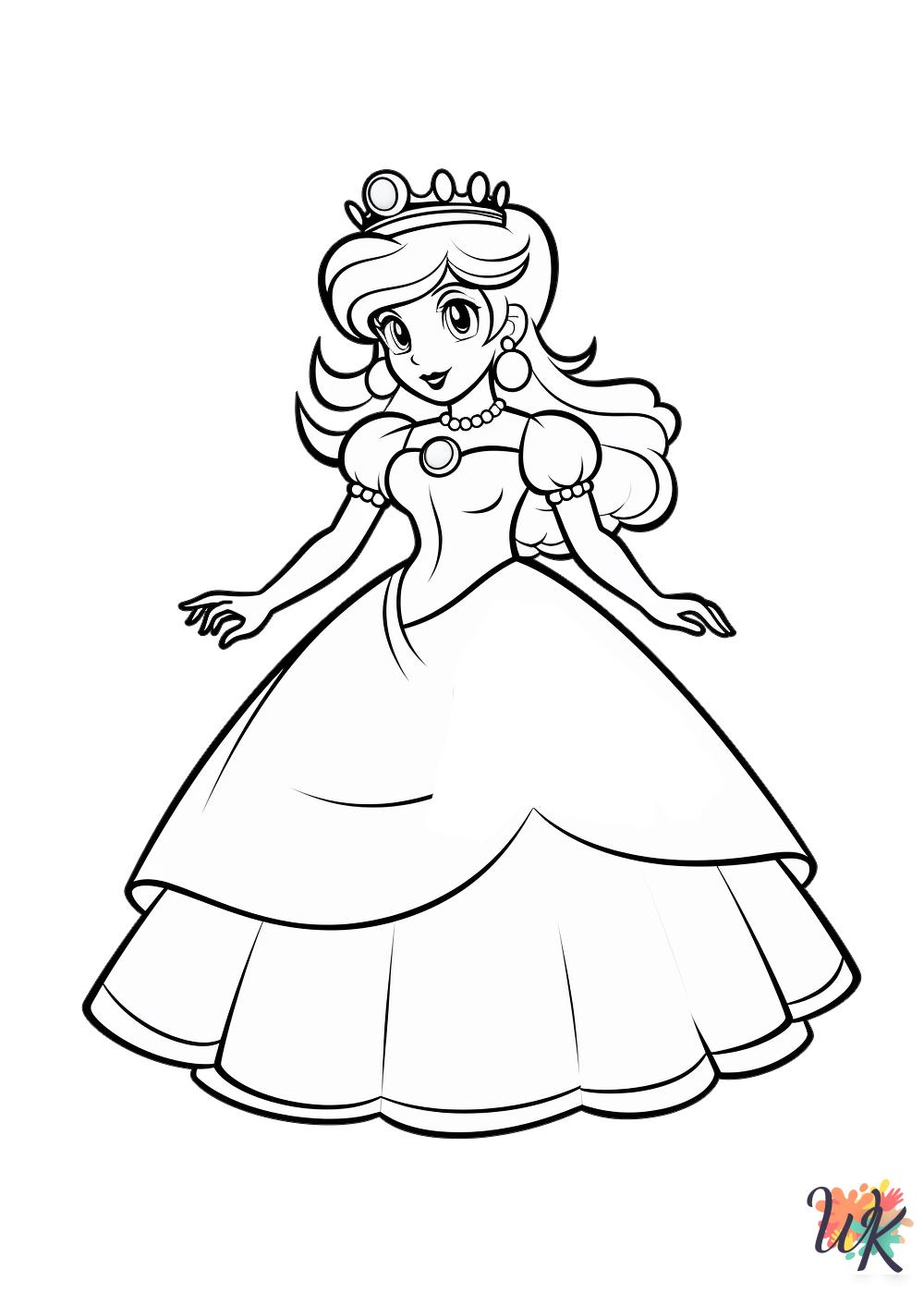 coloring pages for kids Princess Peach
