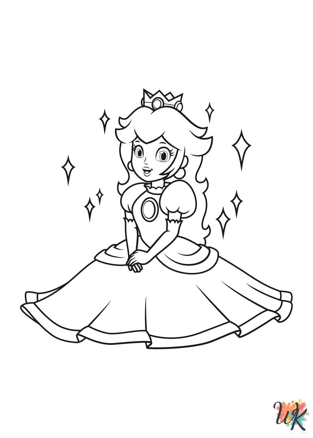 Princess Peach coloring pages for preschoolers