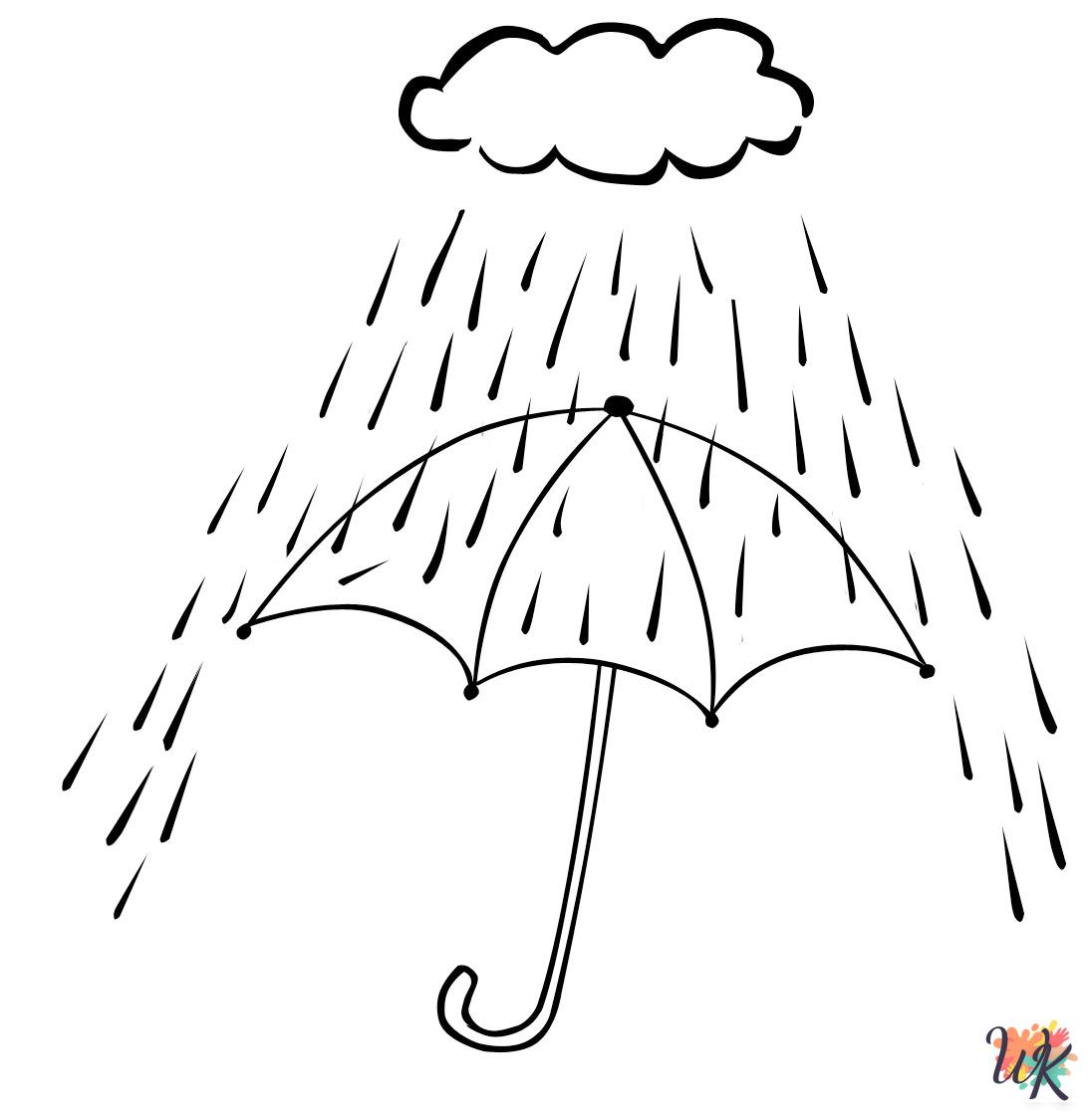 kawaii cute Rainy Day coloring pages