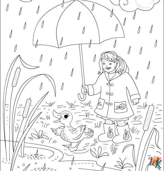easy cute Rainy Day coloring pages