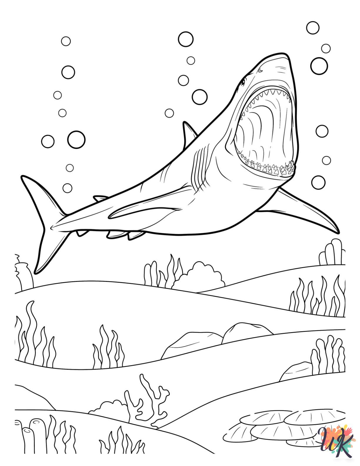 kawaii cute Shark coloring pages