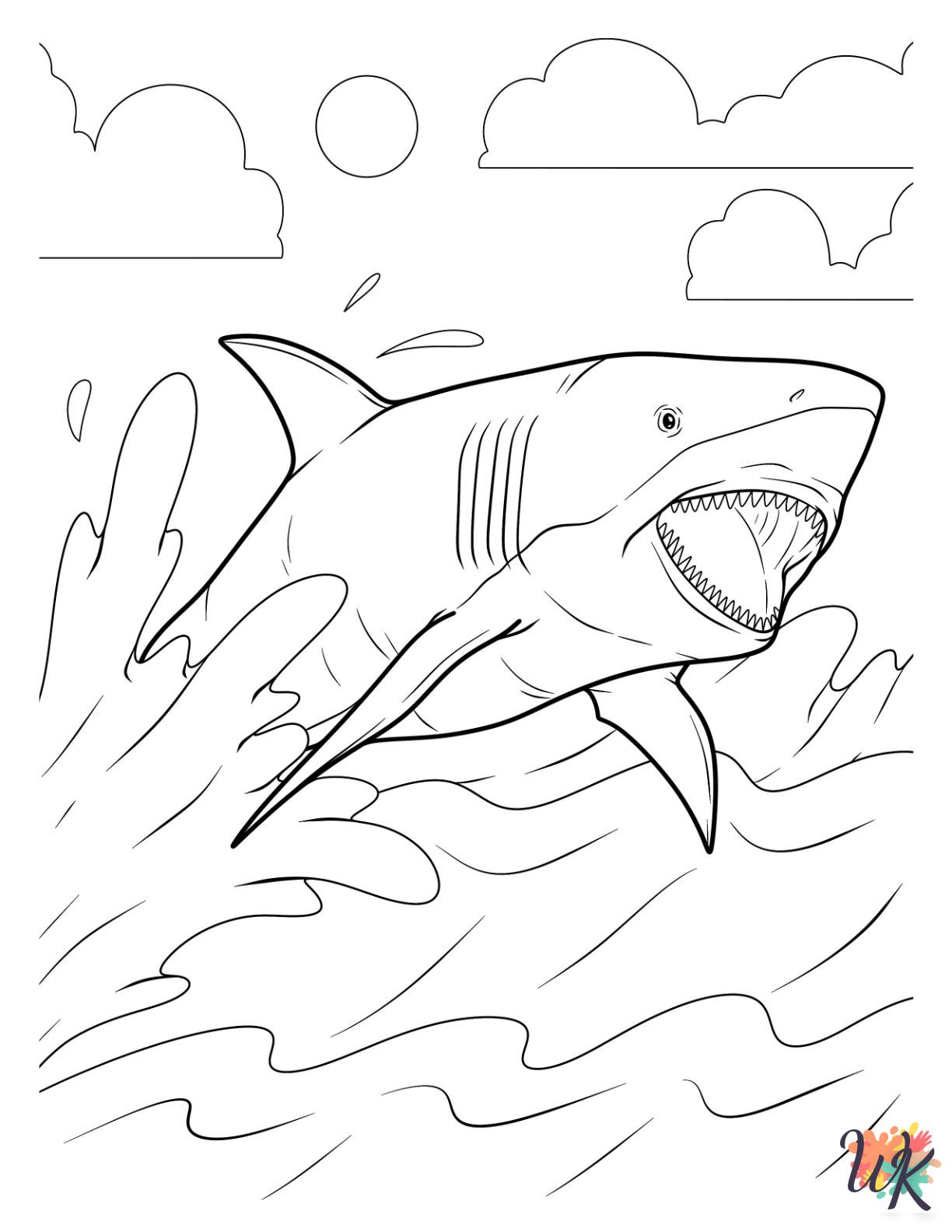 Shark coloring pages for adults pdf