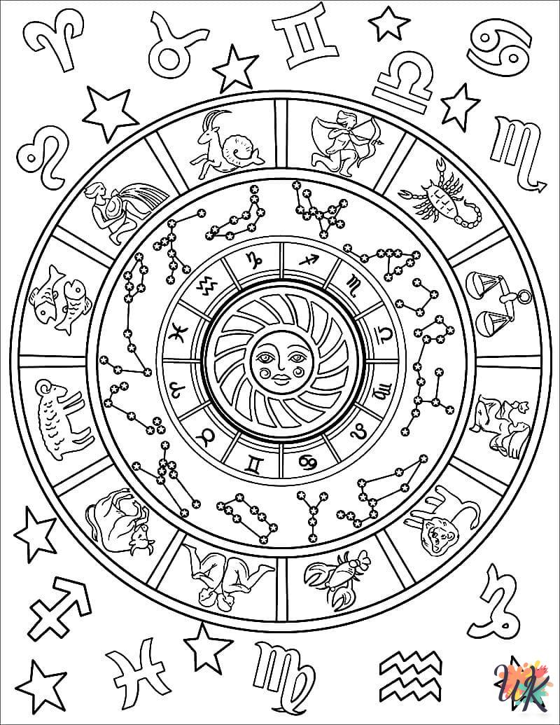 detailed Zodiac Signs coloring pages for adults