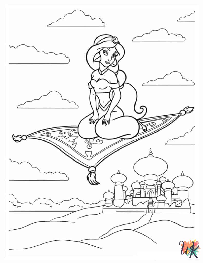 Aladdin & Jasmine coloring pages free printable