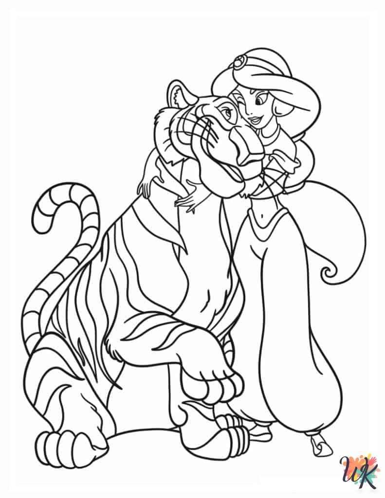 cute coloring pages Aladdin & Jasmine