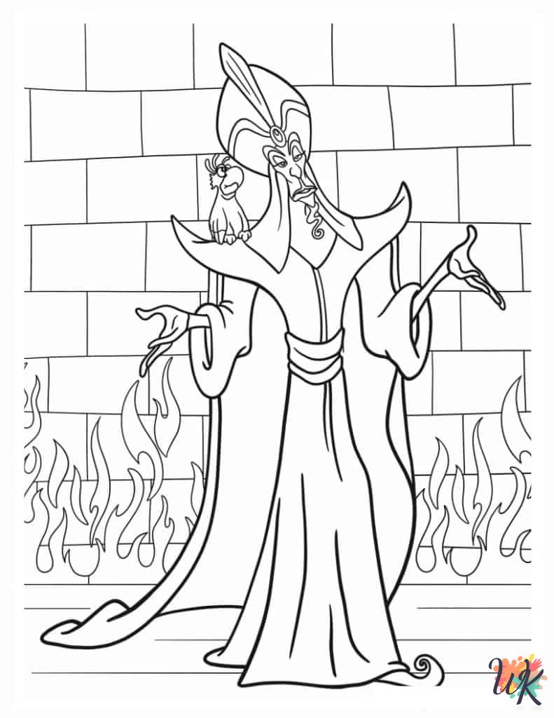 easy cute Aladdin & Jasmine coloring pages
