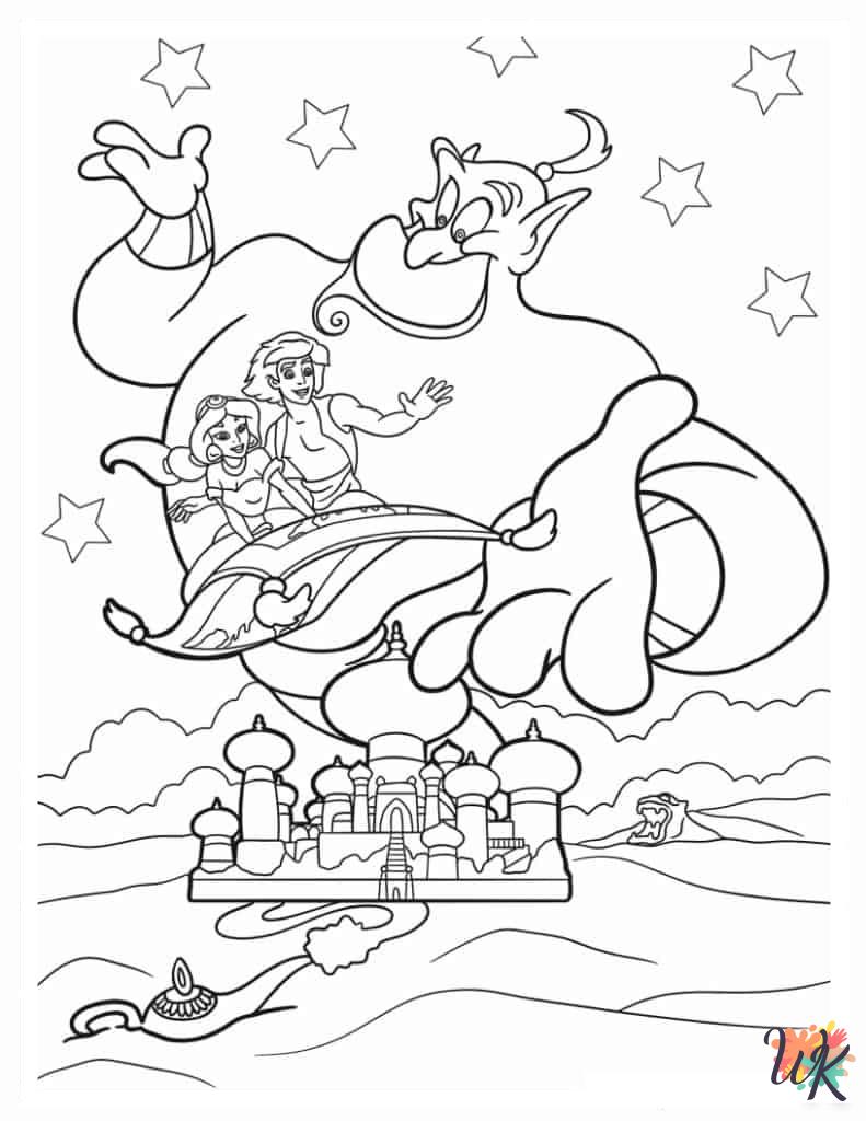 adult coloring pages Aladdin & Jasmine