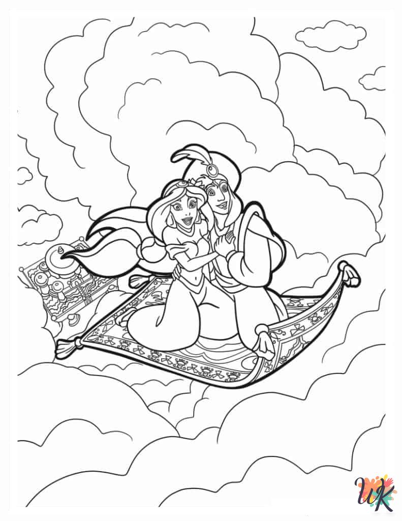 free Aladdin & Jasmine tree coloring pages 1